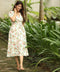 Vneck Printed Wrap Like White Dress